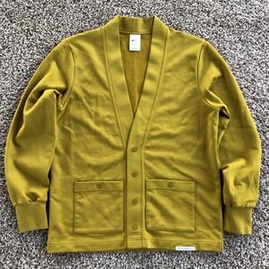 Nike Dri-Fit Standard Issue Golf Cardigan Size Large Mustard Yellow Snap Front